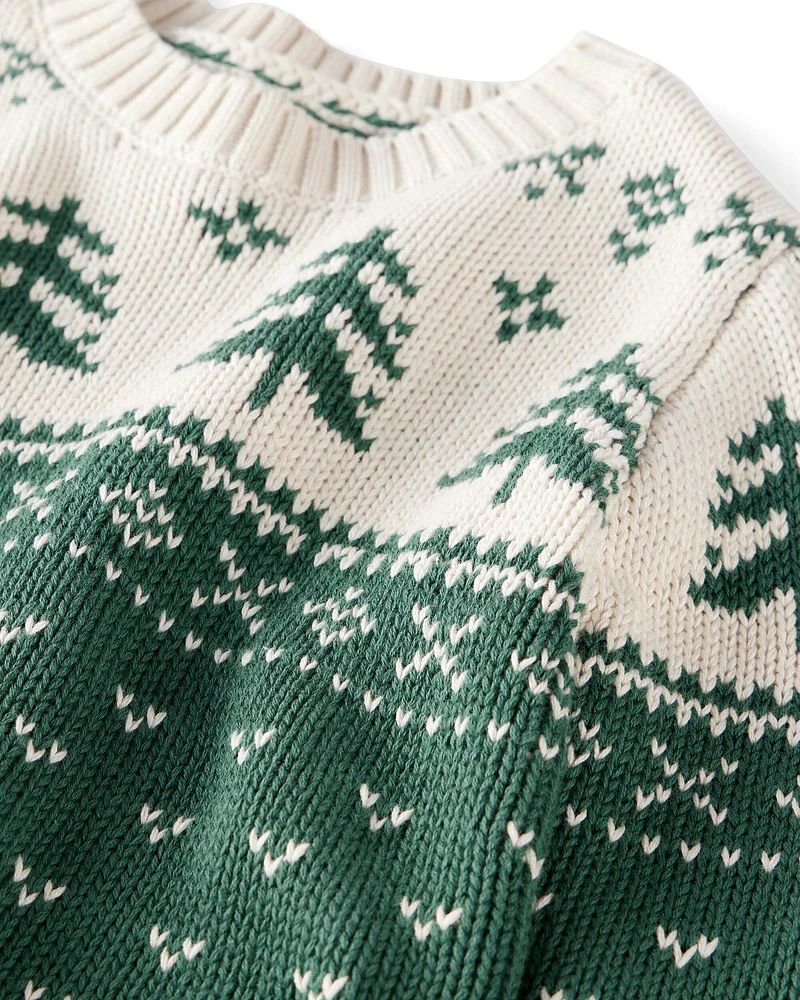 Baby Organic Cotton Evergreen Fair Isle Sweater