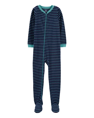 Kid 1-Piece Striped Fleece Footie Pyjamas