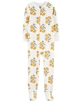 Kid 1-Piece Floral Fleece Footie Pyjamas