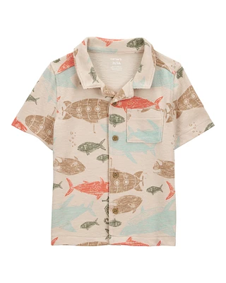 Toddler Sea Print Button-Down Shirt