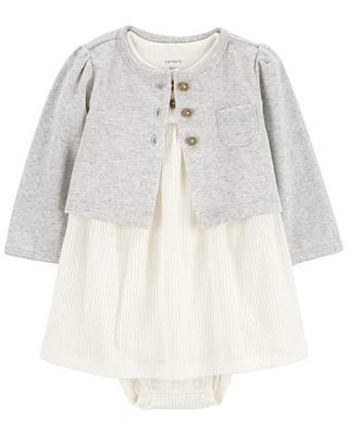 Baby 2-Piece Bodysuit Dress & Cardigan Set