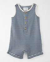 Baby Organic Cotton Waffle Knit Romper Stripes