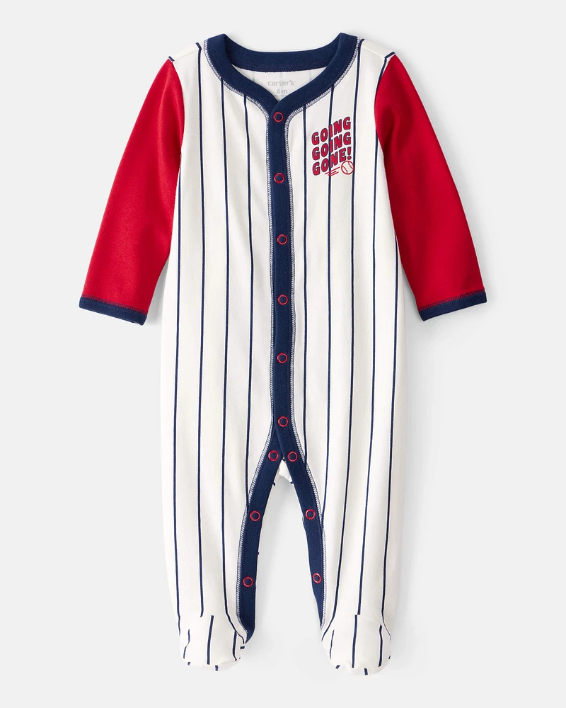 Baby Baseball Snap-Up Cotton Sleeper