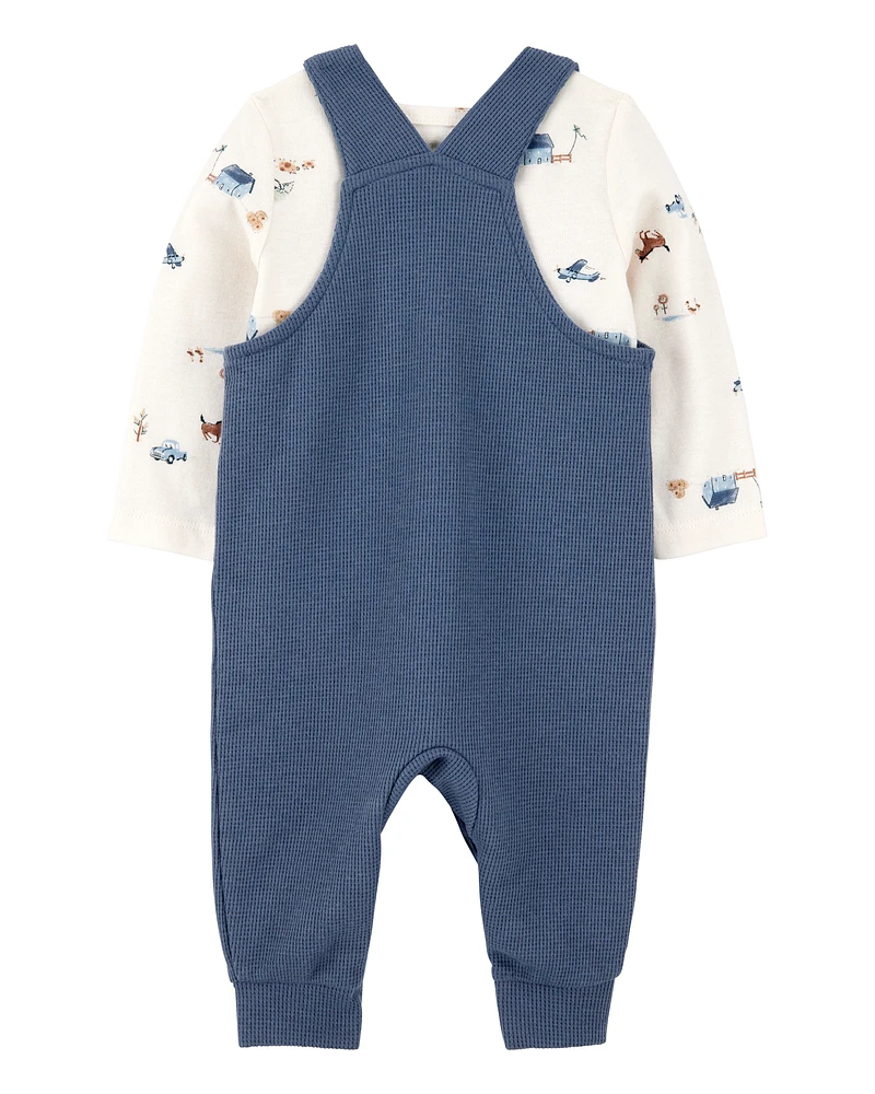 Baby 2-Piece Long-Sleeve Tee & Thermal Coverall Set