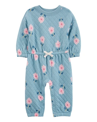 Baby Floral Double-Knit Jumpsuit