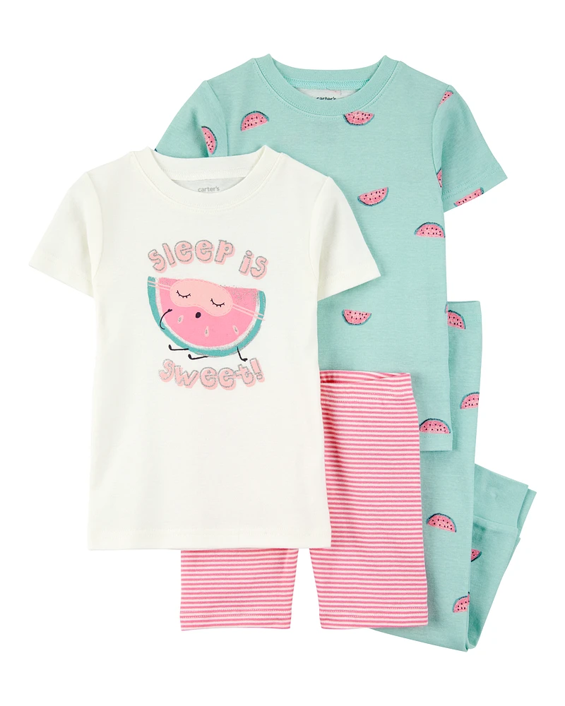 Toddler 4-Piece Watermelon Print 100% Snug Fit Cotton Pyjamas