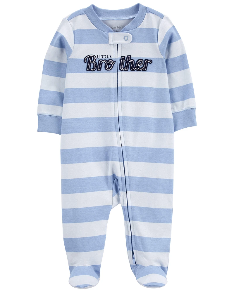 Baby Little Brother 2-Way Zip Cotton Sleeper