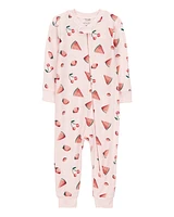 Baby Watermelon Zip-Up PurelySoft 1-Piece Pajamas