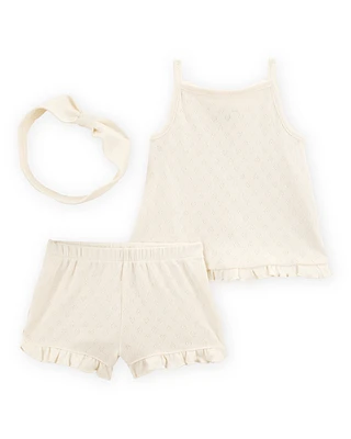 Baby 3-Piece Pointelle Heart Outfit Set