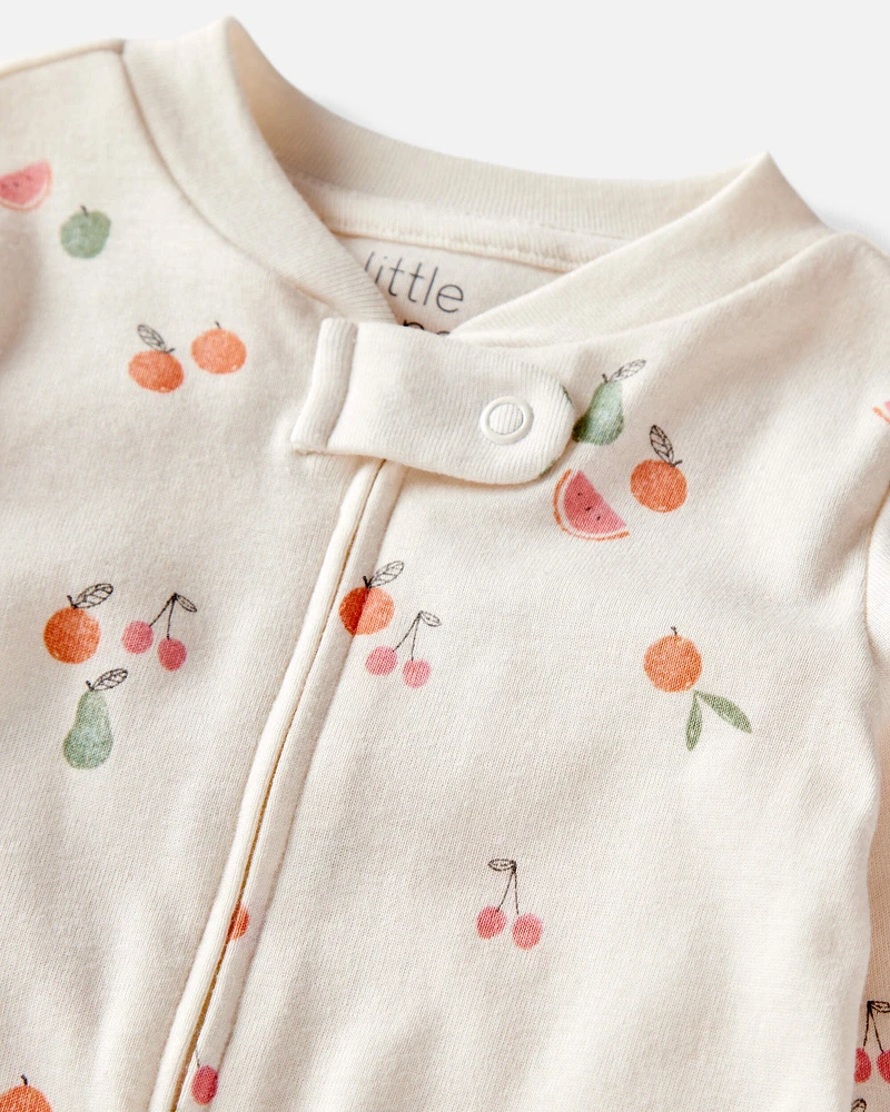 Baby Organic Cotton Fruit-Print Sleep & Play Pyjamas