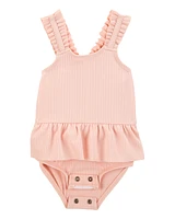 Baby 2-Piece Sun Hat & Ruffle 1-Piece Swimsuit Set