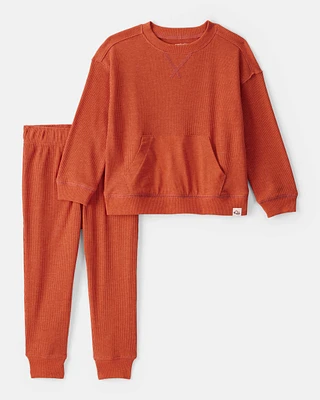 Toddler Boy Waffle Knit Long-Sleeve Tee & Pant Set - Green