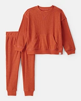 Toddler Boy Waffle Knit Long-Sleeve Tee & Pant Set - Green