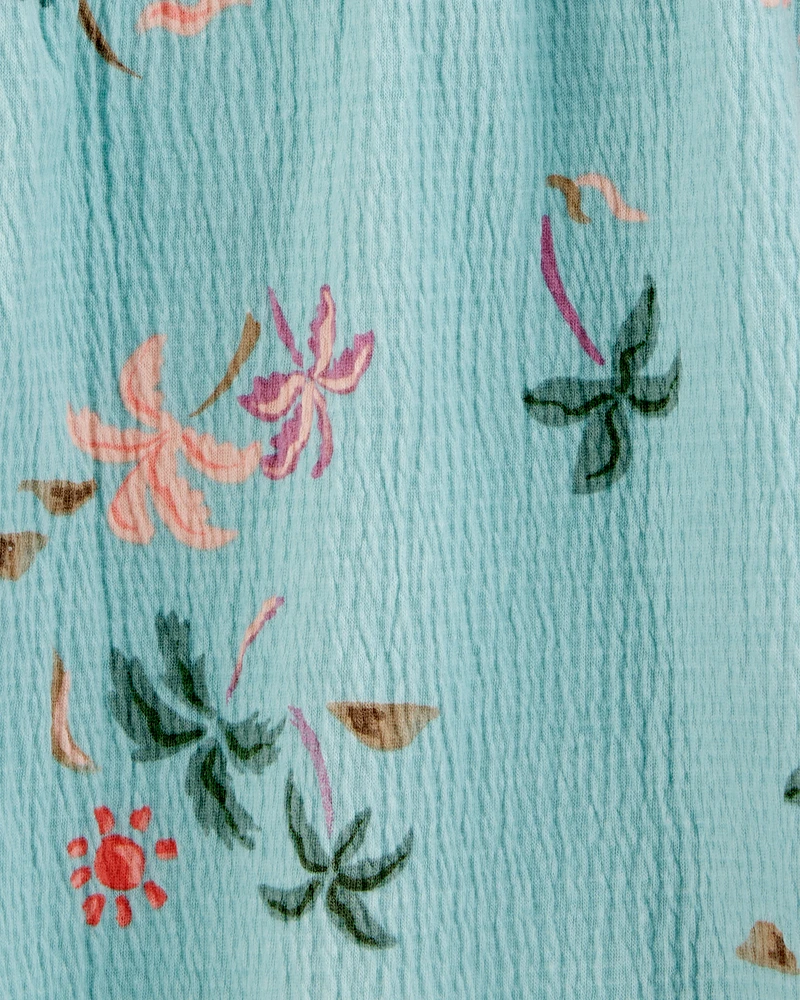 Toddler Palm Tree-Print Fashion Top - Turquoise