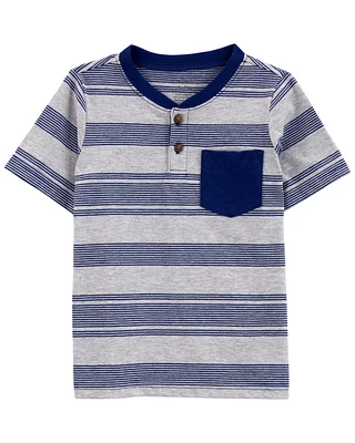 Toddler Striped Pocket Henley Tee