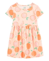 Toddler Orange Print Short-Sleeve Dress