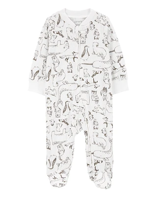 Baby Animal Print 2-Way Zip Thermal Sleeper Pyjamas