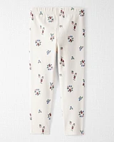 Toddler Organic Cotton Ribbed Knit Pants Berry Blossom Print