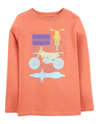 Kid Bicycle BMX Cotton Blend Long-Sleeve Tee - Orange