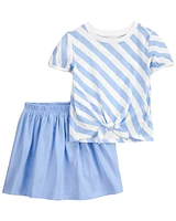 2-Piece Striped Top & Skort Set