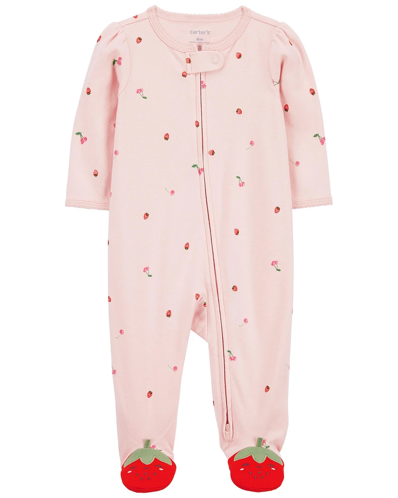 Strawberry Snap-Up Cotton Sleeper Pyjamas