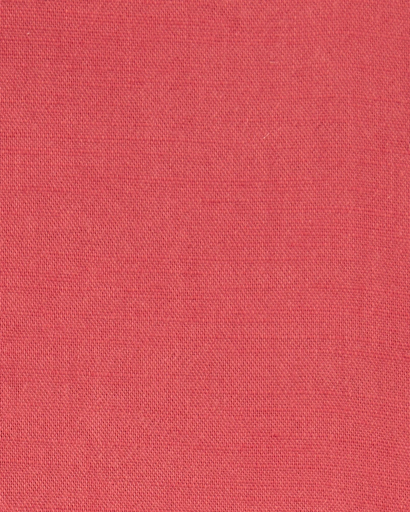 Baby Short-Sleeve Linen Look-alike Tiered Dress - Red
