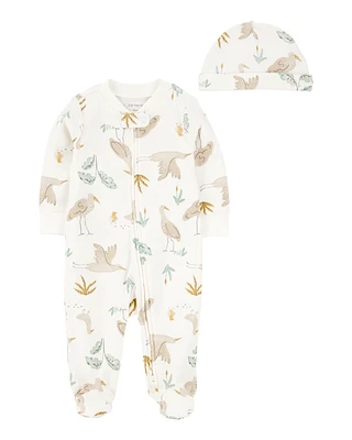 Baby 2-Piece 2-Way Zip Sleeper & Headwrap Set
