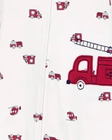 Baby 1-Piece Firetruck 100% Snug Fit Cotton Footless Pyjamas