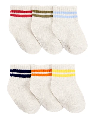 Baby 6-Pack Striped Ankle Socks - Cream