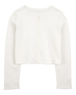 Kid Wave Trim Cardigan Sweater