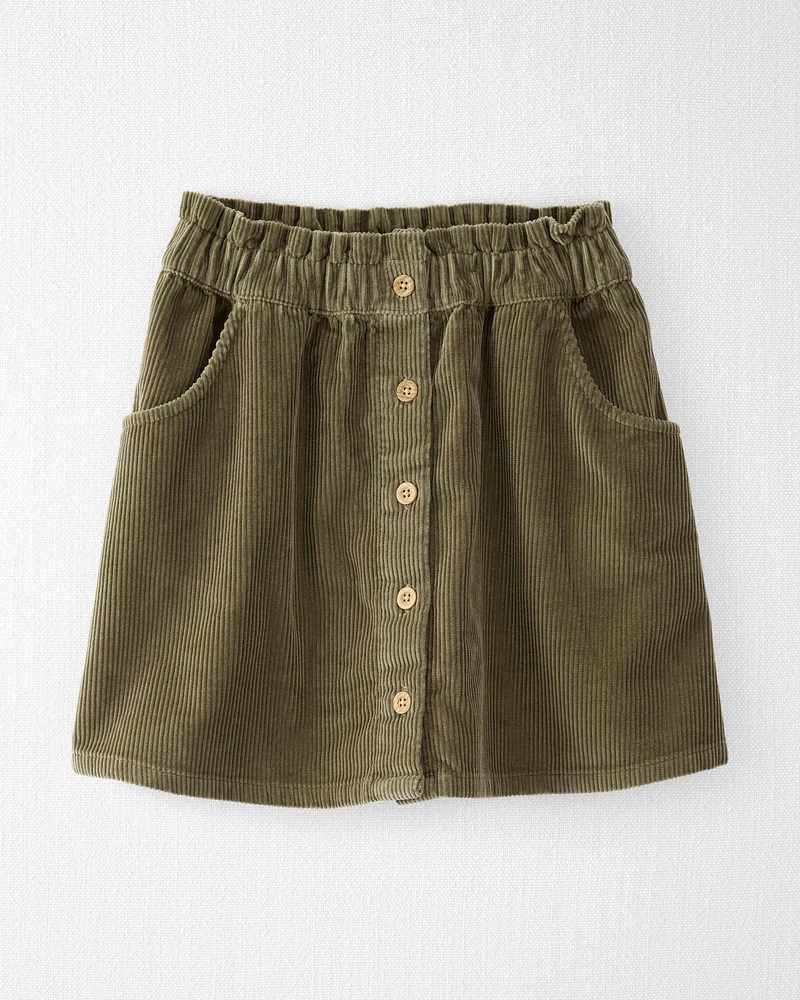 Kid Organic Cotton Corduroy Button-Front Skirt