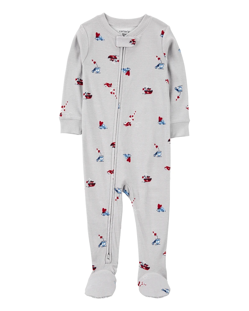 Baby Heart Print Valentine's Day Cotton 1-Piece Pyjamas