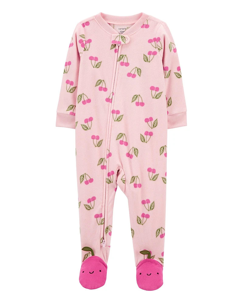 Toddler 1-Piece Cherry Fleece Footie Pyjamas