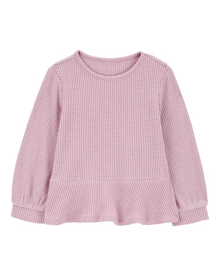 Baby Waffle Knit Thermal Peplum Top