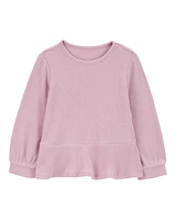 Baby Waffle Knit Thermal Peplum Top