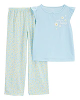Girls Daisy Loose Fit 2-Piece Pyjamas - Blue