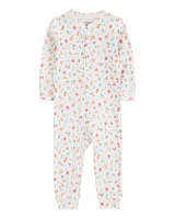 Toddler Floral Print Snug Fit Cotton Footless 1-Piece Pyjamas