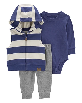 Baby 3-Piece Striped Little Vest Set