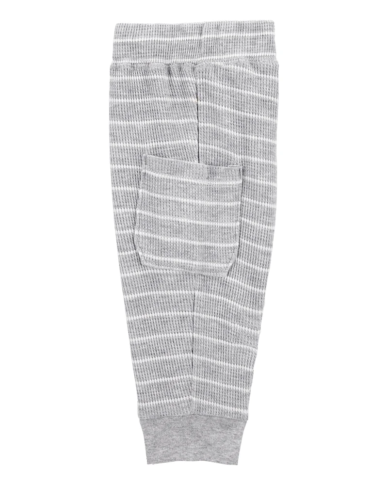 Baby 2-Piece Striped Waffle Knit Bodysuit Pant Set - Heather