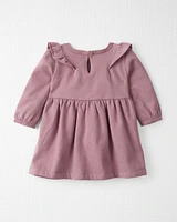 Baby Long-Sleeve Ruffle Dress Made with Organic Cotton Desert Mauve