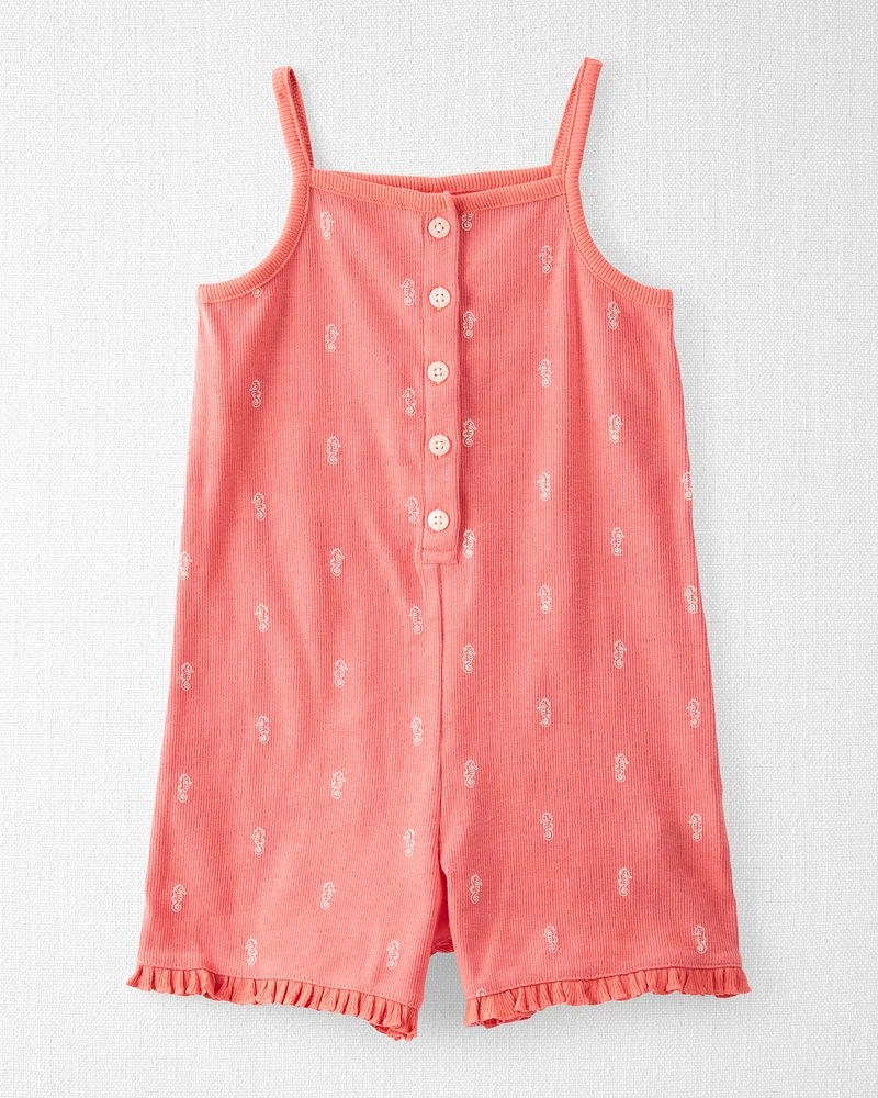 Toddler Organic Cotton Knit Seahorse-Print Romper