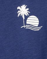 Kid Palm Tree Knit Hoodie - Navy