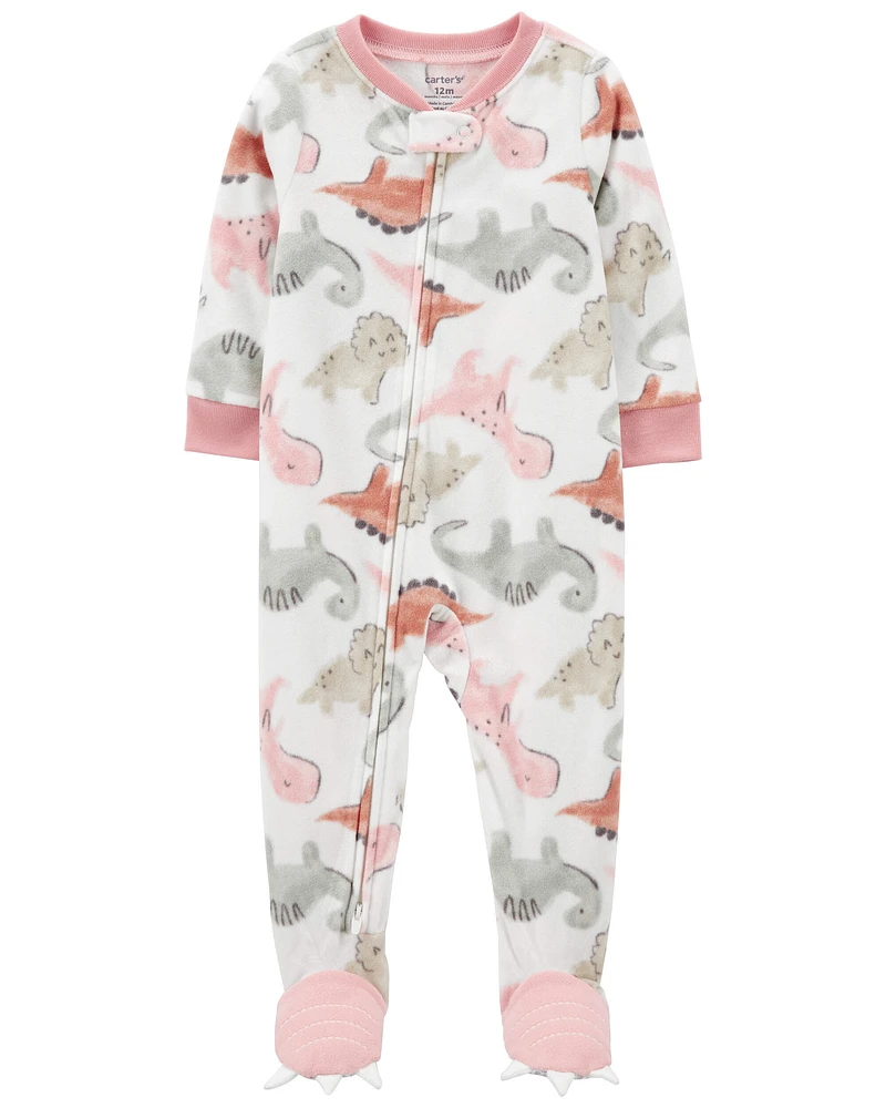 Toddler 1-Piece Dinosaur Fleece Footie Pyjamas