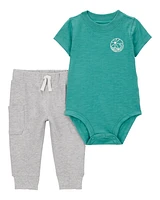 Baby 2-Piece "Sea You Later" Bodysuit & Pant Set - Green/Grey