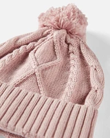 Baby Organic Cotton Cable Knit Beanie Perfect Pink