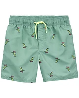 Kid Gator Print Swim Trunks