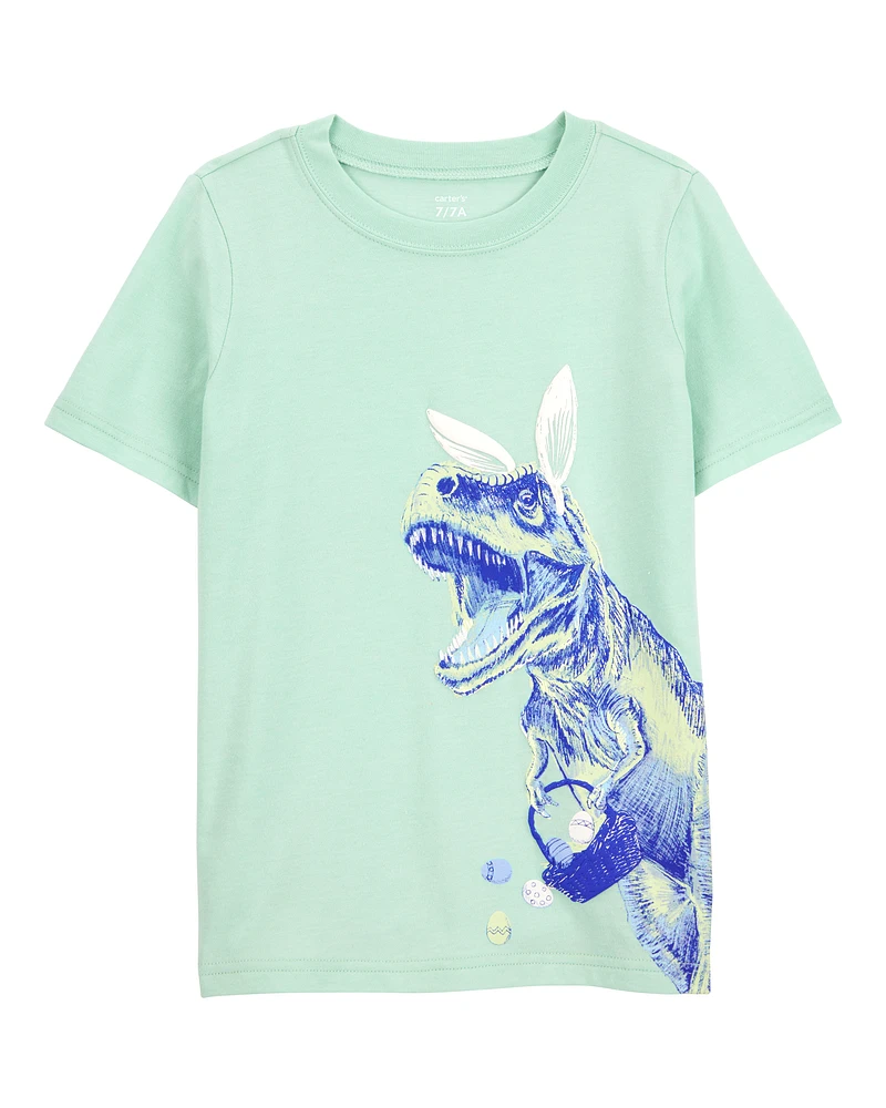 Kid Dinosaur Cotton Blend Short-Sleeve Tee - Green