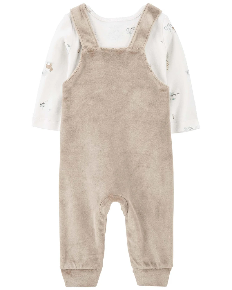 2-Piece Bear Long-Sleeve Tee & Coverall Set