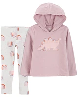 2-Piece Dinosaur Hooded Top & Legging Set