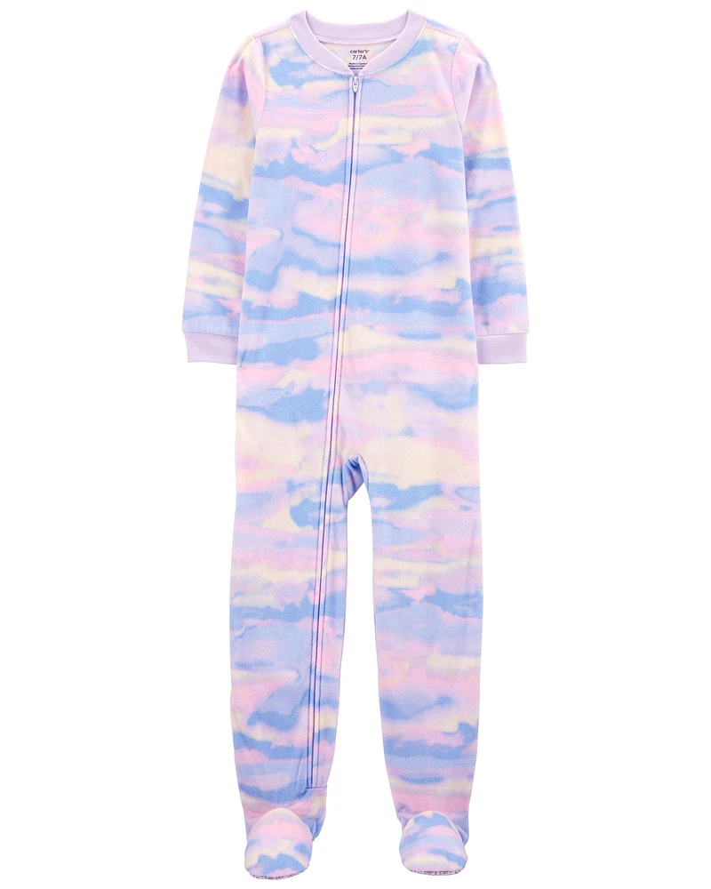 1-Piece Tie-Dye Fleece Footie Pyjamas